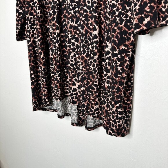 Soma Tunic Top Women XL Brown Soft Jersey Split Back 3/4 Sleeve Animal Print - Picture 3 of 7